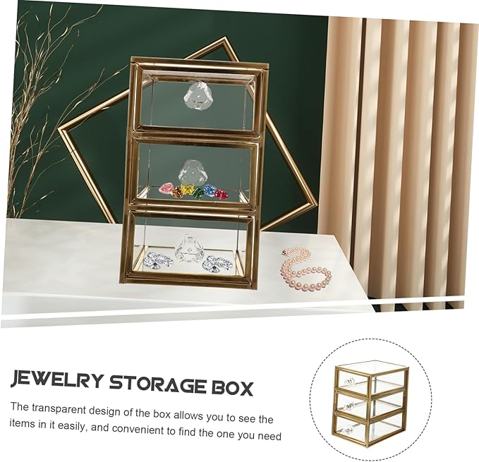 Holibanna Earring Holder Drawer Storage Box Makeup Case Organizer Cosmetics Storage Space-saving Desktop Holder