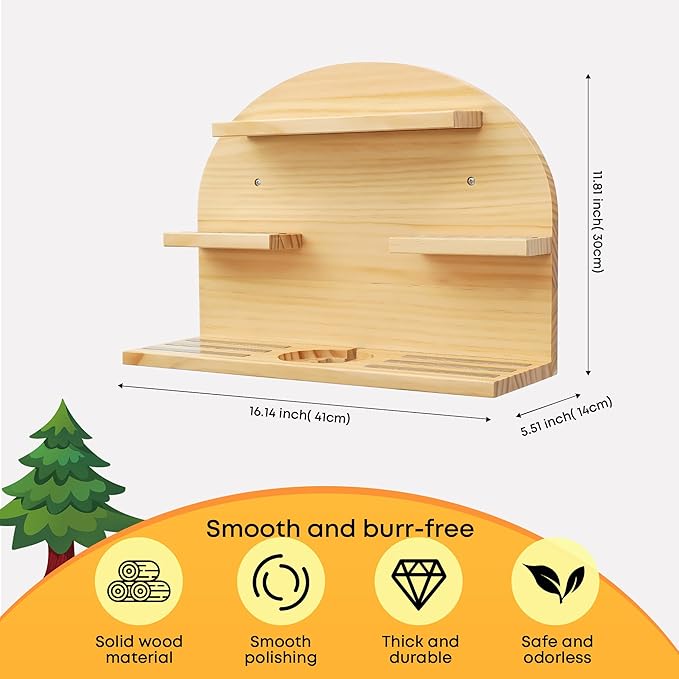 For Tonies Figures Shelf Magnetic,for Tonie box Wall Shelves,for Tonies Characters Organizer,Audio Toy Storage (Holds 45 Figurine),Compatible Charging Station for Kid's Room,Pine Wood,Arch,Large