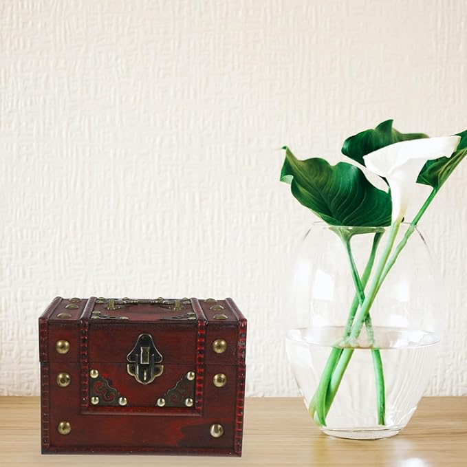 Antique Wood Jewelry Box Vintage Decor for Nursery Treasure Storage Case Necklace Holder Makeup Organizer