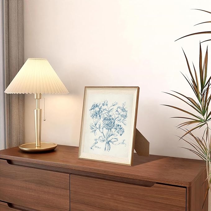 ASTRDECOR Framed Vintage Wall Art for Bathroom, Botanical Blue Wall Art for Home Decor Aesthetic, Victorian Blue Rose Bouquet Sketch Painting Floral Canvas Art Prints, Antique Flower Pictures for Living Room - 10''x12''