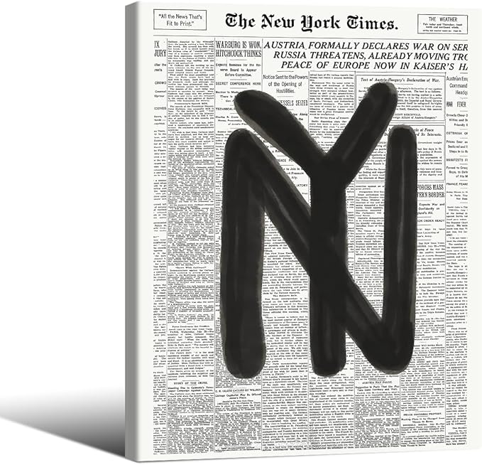 Black and White Newspaper Wall Art Vintage New York City Poster Trendy Minimalist Aesthetic Canvas Prints 12X16 inch Framed for Apartment Bedroom Wall Decor