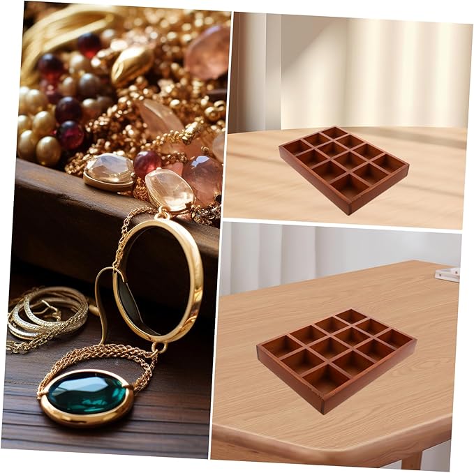 Cabilock Vintage Wooden Jewelry Storage Box Compartment Makeup Case Retro Desktop Organizer Earring Holder Decorative Box for Home Decor