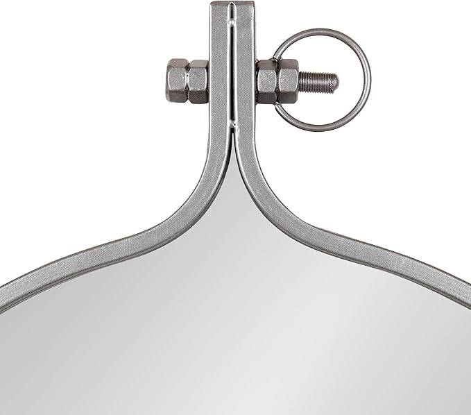 Kate and Laurel Yitro Round Industrial Rustic Metal Framed Wall Mirror, 23.5in x 28.5in, Dark Charcoal