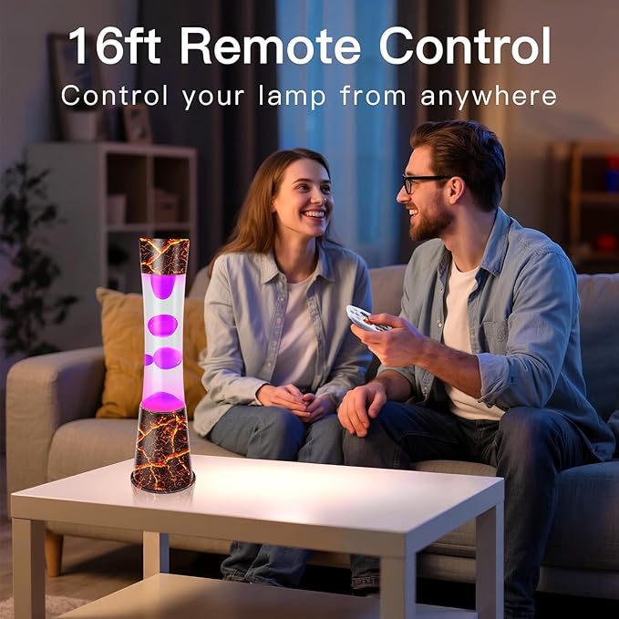 15.5-Inch Color Changing LED Lamp,Smart Timer Remote-Controlled Volcano Large Liquid Motion Lamp,Dynamic Shadow Ambiance Night Light & Christmas Gifts