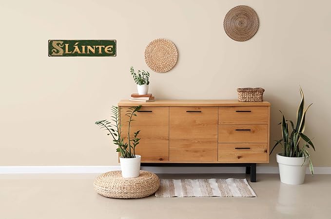 Vintage Irish Slainte Cheers Metal Sign 4x16 In Retro Beer Wall Decor For Man Cave Bar And Home Metal Outdoor Decor