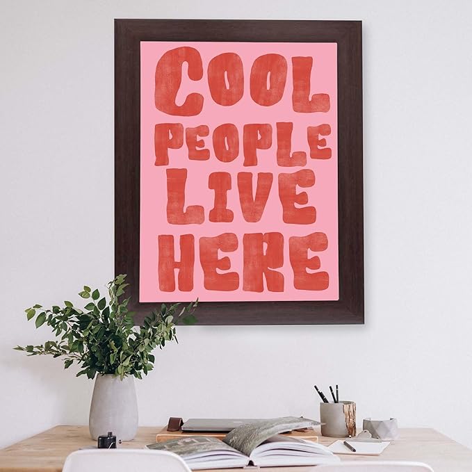 InkFlow Posters Cool People Live Here Poster - Fun and modern wall art, playful quote print for entryway, dorm, apartment, or creative home decor - 8x10 Unframed Canvas Print