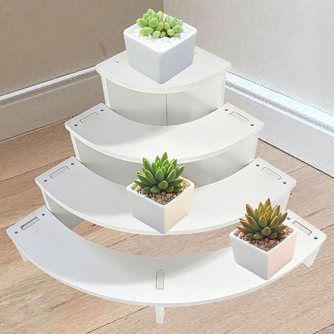 Corner Display Riser, Tiered Display Stand Organizer, 4 Tier Shelf Storage Rack for Makeup, Dessert, Candles, Craft, Vendors