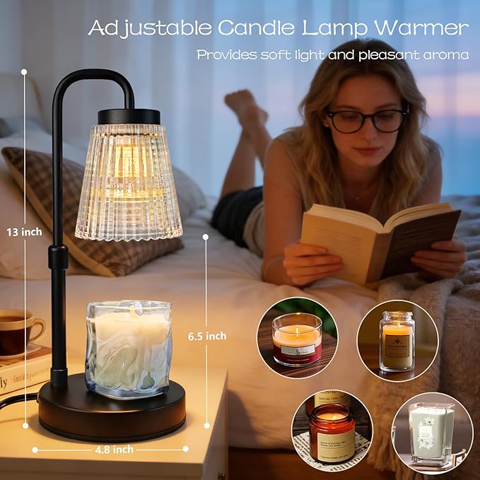 Banbanda Candle Warmer Lamp with Timer: Mothers Day Gifts, Birthday Gifts for Women, House Warming Gifts New Home Decor – Height Adjustable Candle Lamp - with 2 Bulbs