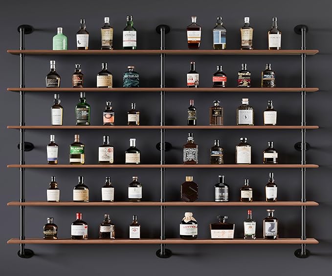 HDDFER Floating Shelves for Wall Living Room Shelves Bookshelf Industrial Pipe Shelving Shelf Real Wood Planks 60 inch Rustic Wall Shelves Hanging Bookshelves Farmhouse Kitchen Bar Shelving