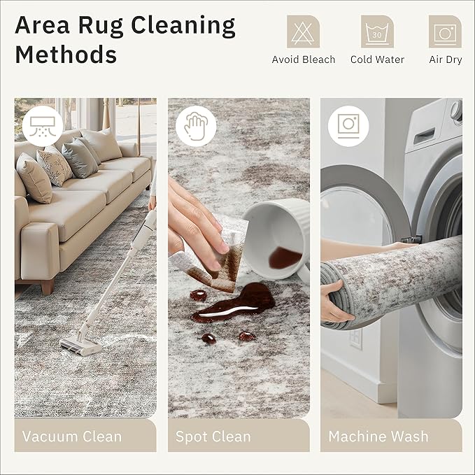 Soalmost Abstract Rug 5x7 Machine Washable Area Indoor Pink Grey Low Pile Non-Slip Foldable Thin Accent Gray Rugs for Bedroom Living Room Dining Room