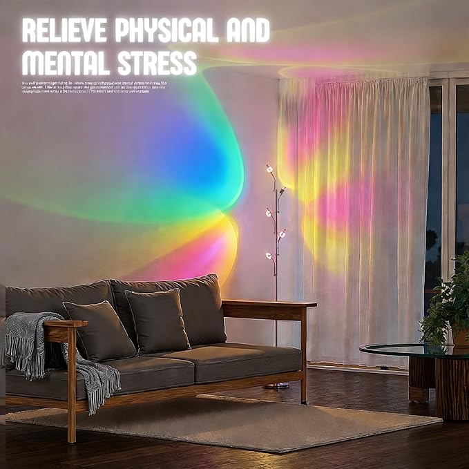 BJLIFE 5 Head Sunset Lamp Projector, Super Bright LED Halo RGB Floor Lamp, 72in Tall Ambient Mood Lighting for Bedroom Living Room Dance Party Holiday Live Streaming, 7 * 5 Filters