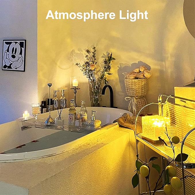 Avkast Northern Lights Projector Rechargeable,Ocean Wave Projector Mood Lighting Ambient Lighting with 16 Colors and Dynamic Water Effect for Living Room Bedroom Decor - Cordless 4.5"