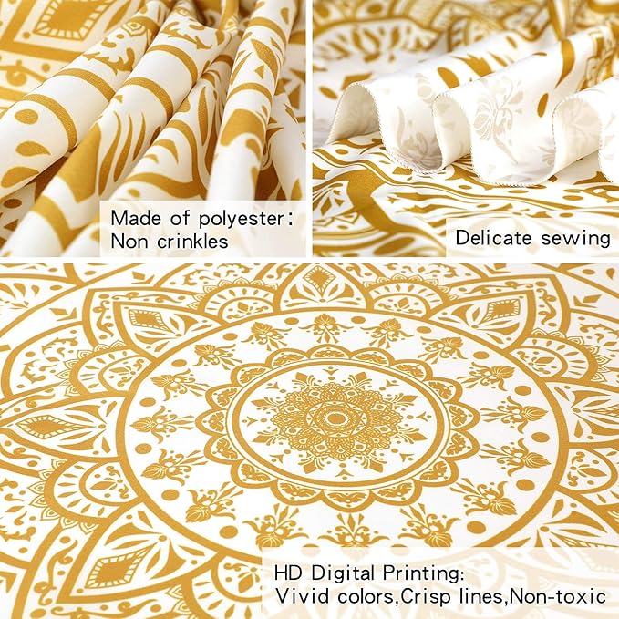 Edeesky White Golden Mandala Tapestry Wall Hanging Psychedelic Medallion Wall Tapestry Aesthetic Indian Hippie Decor Bohemian Art Boho Home Decoration for Bedroom,Living Room,Dorm