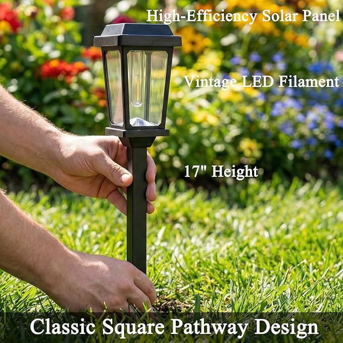 Solar Pathway Lights Outdoor 10 Pack, LED Solar Garden Lights Auto On/Off Waterproof, Warm White Landscape Lighting for Path Yard Walkway Driveway Decor