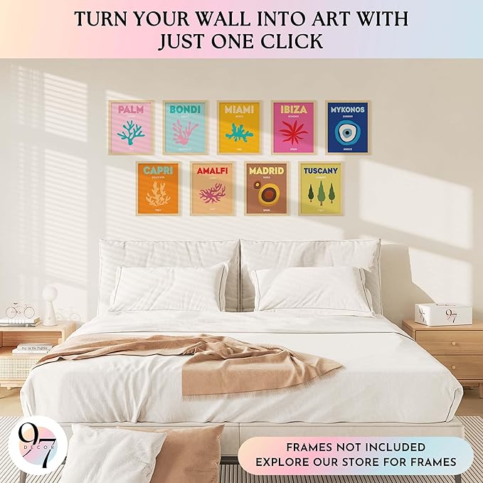 97 Decor Colorful Room Decor - Hot Pink and Orange Preppy Posters for Room Aesthetic, Maximalist Pictures for Wall, Quirky Wall Decor for Bedroom Teen Girl Dorm (8x10 Unframed)