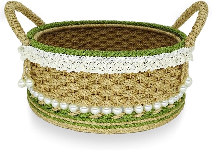 Zenpeace Wicker Small Basket, Suitable For Hand-Woven Basket with Handle In Bedrooms, Kitchens, Bathrooms and Living Rooms, for Organizing and Decorating Projects, Storage Various Items and Keys