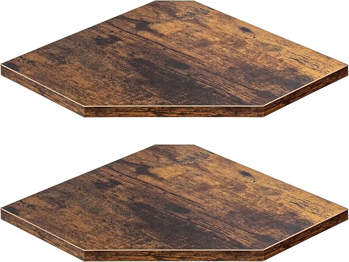 Fun Memories Corner Shelf Wall Mount, Floating Corner Shelves, Set of 2 Corner Wall Shelf Organizer, Rustic Wood Wall Storage Display Shelves for Living Room Bedroom Bathroom Kitchen, Rustic Brown | Organizer, Living Room, Bedroom, Bathroom, Kitchen