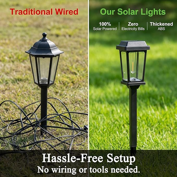 Solar Pathway Lights Outdoor 10 Pack, LED Solar Garden Lights Auto On/Off Waterproof, Warm White Landscape Lighting for Path Yard Walkway Driveway Decor