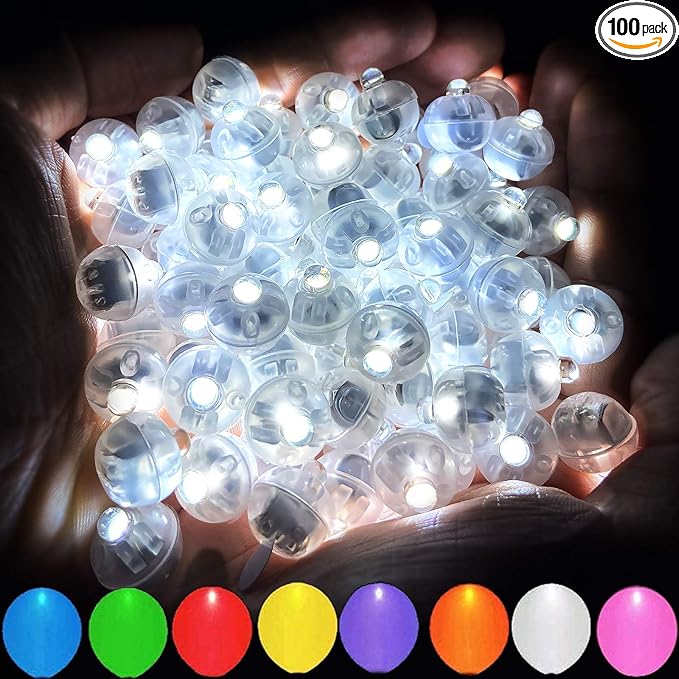 Aogist 100pcs White LED Balloon Light, Tiny Light Mini Round Led Ball Lamp for Paper Lantern Balloon, Indoor Outdoor Event - Fun Halloween Christmas Party Wedding Decoration Supplies