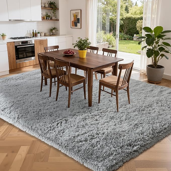 Fluffy Area Rugs for Bedroom - Soft Plush Shag Rug for Living Room Nursery Kids Room - Non Slip Fuzzy Shaggy Floor Carpets for Girls Boys Play Room Dorm Decor (Grey, 5' x 7')
