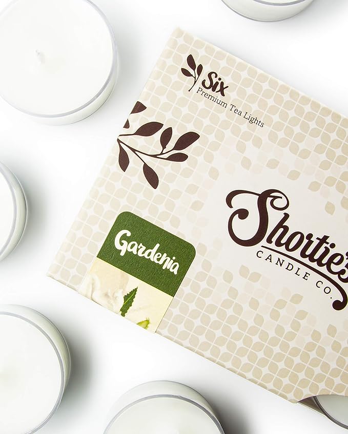 Pure Gardenia Premium Tealight Candles - Highly Scented with Essential & Natural Oils - 6 White Tea Lights - Beautiful Candlelight - Made in the USA - Flower & Floral Collection