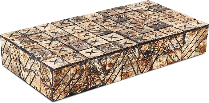 Handicrafts Home Large Decorative Storage Box 12x6– Coffee Table Organizer Box, Modern Home Décor Accent, Keepsake Memory Box, Jewelry Storage Box, Boho Decorative Box with Lid for Shelf, Mantle Decor