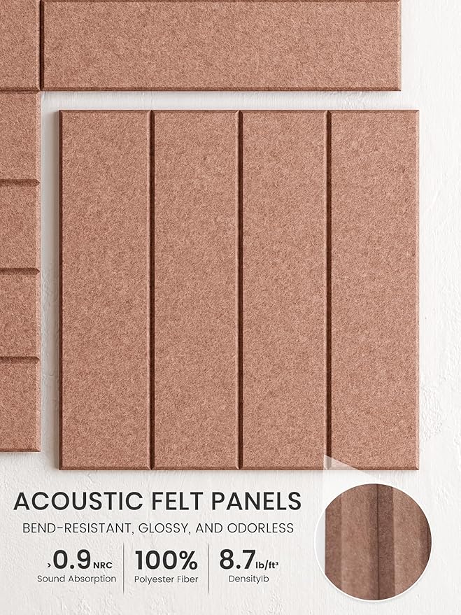 Bumusty Large Cork Board Alternative-36 x 24" Felt Bulletin Board Tiles, with 30 Pushpins, 40 Adhesive Tabs, Bold-Stripe 6-Pack, Cork Boards for Office Push Pin Board Felt Board-Terracotta