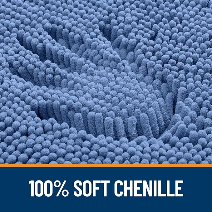 OLANLY Bathroom Rugs 34x21, Extra Soft Absorbent Chenille Bath Rugs, Rubber Backing Quick Dry, Machine Washable Bath Mats for Bathroom Floor, Tub and Shower, Home Decor Accessories, Cornflower Blue