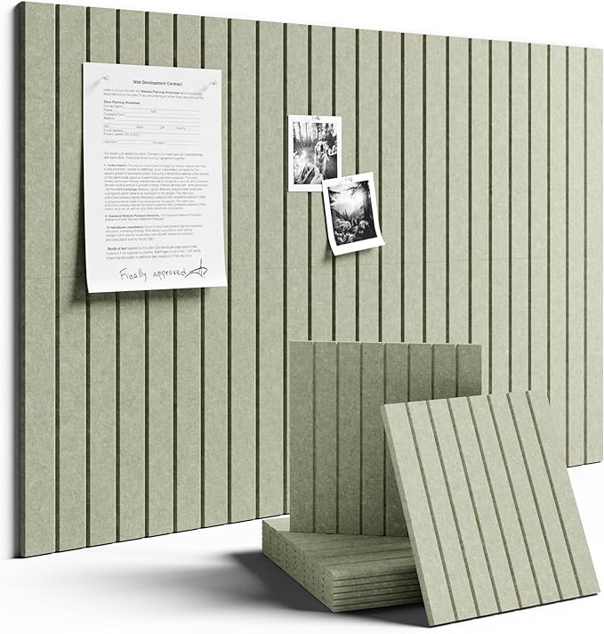 Fluxynara Large Felt Bulletin Board 36" x 24" Cork Board Alternative-6 Pack with 40 Safe Removable Adhesive Tabs, Cork Boards for Walls Cork Board for Home Office Classroom Pin Board - Sage Green