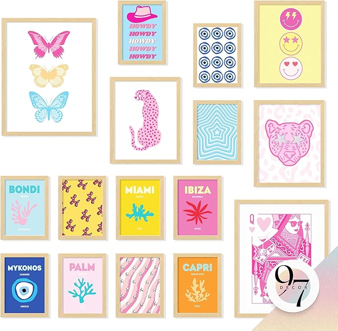 97 Decor Large 11x14 Cute Preppy Room Decor Teen Girls - Preppy Wall Decor, Trendy Preppy Posters For Room Aesthetic, Preppy Pictures For Wall, Summer Prints Preppy Travel Stuff Dorm Decorations (Unframed)