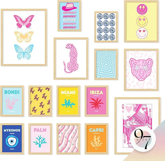 97 Decor Large 11x14 Cute Preppy Room Decor Teen Girls - Preppy Wall Decor, Trendy Preppy Posters For Room Aesthetic, Preppy Pictures For Wall, Summer Prints Preppy Travel Stuff Dorm Decorations (Unframed)