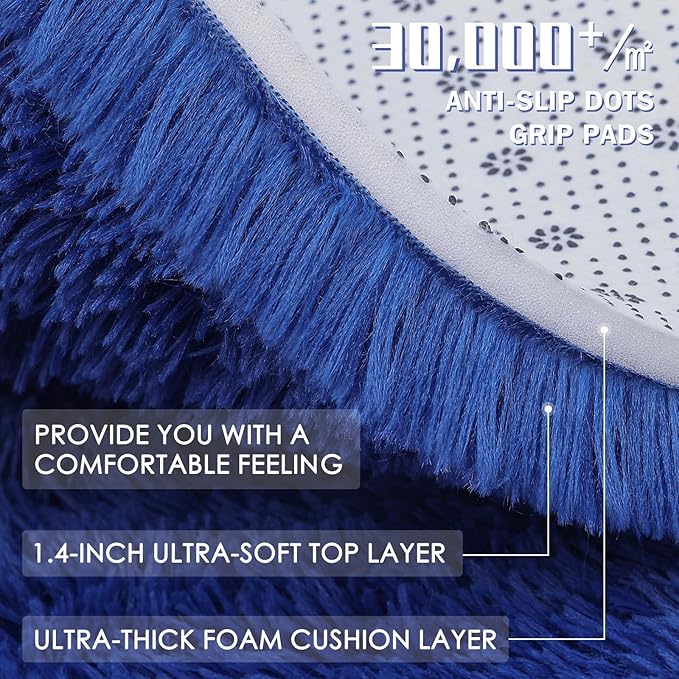OLANLY 6x8 Machine Washable Large Area Rugs for Living Room, Bedroom, Soft Fluffy Shaggy Bedside Rug, Indoor Floor Carpet for Kids Girls and Boys, Dorms, Nursery, Home Decor Aesthetic, Navy Blue