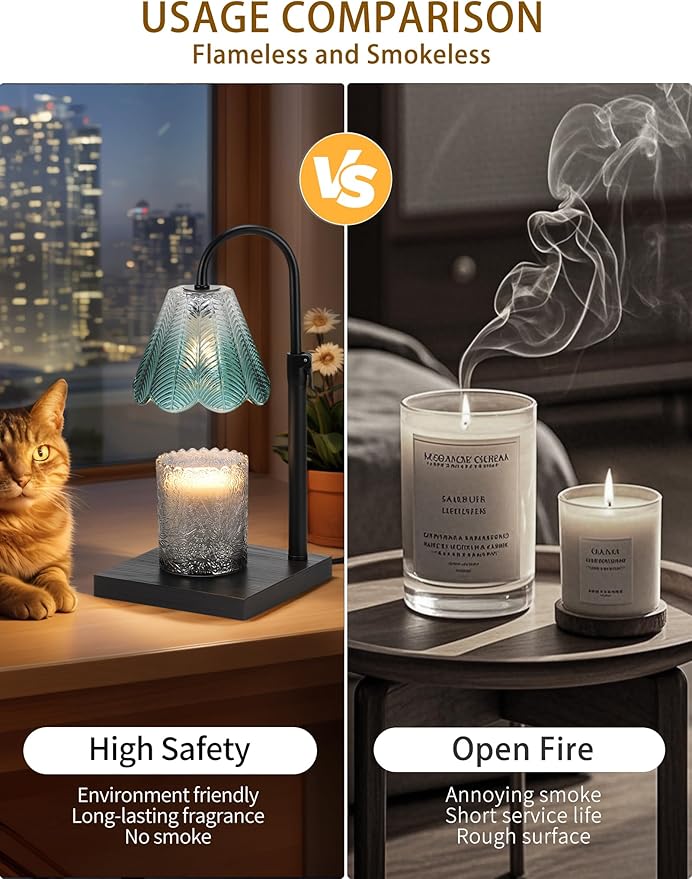 Candle Warmer Lamp with Timer & Dimmer, 2 Bulbs, Height Adjustable, Fit All Size Jar Scented Candles, Safe Aromatherapy Light for Sleep, Work, Yoga, Bedroom, Office, Gift (Teal)