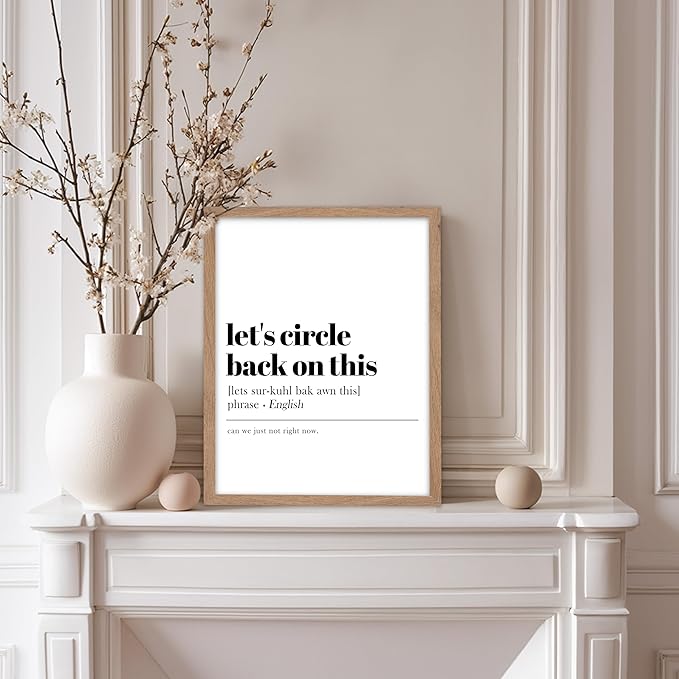 Poster Master Typography Poster - Retro Dictionary Print - Let's Circle Back on This Definition, Book Page, Funny - Gift for Colleague, Friend - Wall Decor for Home, Office, 8x10 Beige Framed