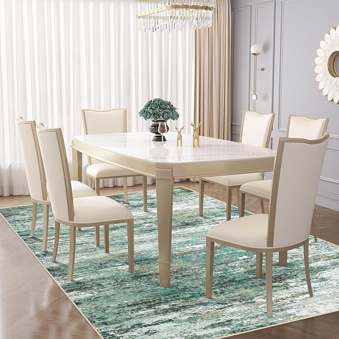 XLUEZ 5x7 Area Rugs for Living Room, Washable Modern Abstract Large Area Rug Neutral Soft Non Slip Kids Rug Stain Resistant Indoor Carpet for Bedroom Nursery Dining Room Playroom(Green, 5'x7')