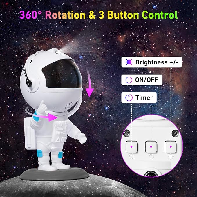Astronaut Galaxy Projector, Star Projector with 12 Space Films, Galaxy Projector for Bedroom with Timer, Planetarium Projector Night Light Ceiling Nebula for Kids Adults Gift Living Game Room Decor