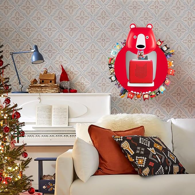 TonieBox Storage,Tonies Storage Shelf,Creative Bear Design Children's Magnetic Tonies Shelf,30-40pcs Tonies Figures Floating Shelf for Tonies Figures Display (Red).