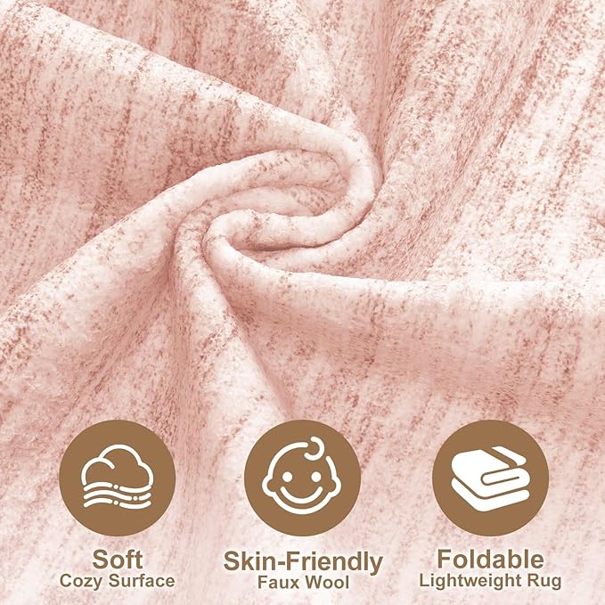 Nakagishi 6X9 Area Rugs Living Room: Washable Large Vintage Rug Neutral Non-Slip Soft Stain Resistant Indoor Carpet for Bedroom Nursery Dining Room Office Playroom - Pink-01