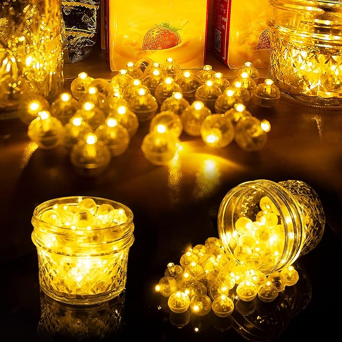 Aogist 200Pcs Yellow Balloon Lights with Hook,Long Standby Time,Waterproof Mini Light for Birthday Party Wedding Christmas Halloween Easter Decorative (Flash)