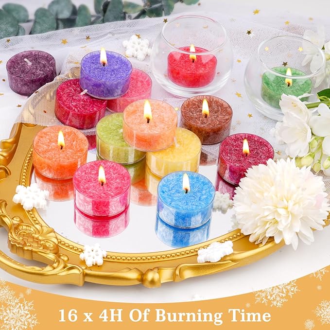 Tealight Candles for Women 16 Pack Aromatherapy Scented Candles Small Candle Gift Set for Women with 16 Scents Long-Lasting Soy Wax Candles for Relaxation, Decor, Christmas, Birthday, Mother's Day