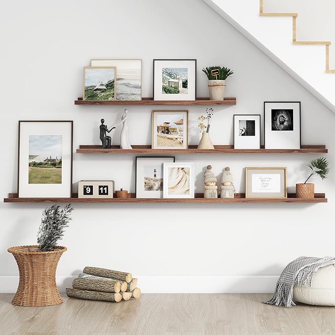 FLYJOE Floating Picture Ledge Shelves for Wall Set of 4, 72 Inch Wall Shelves with Lip Long Large Nursery Book Shelf for Toys Storage Kids Bookshelf Wall Mounted Living Room Bedroom Decor Frames