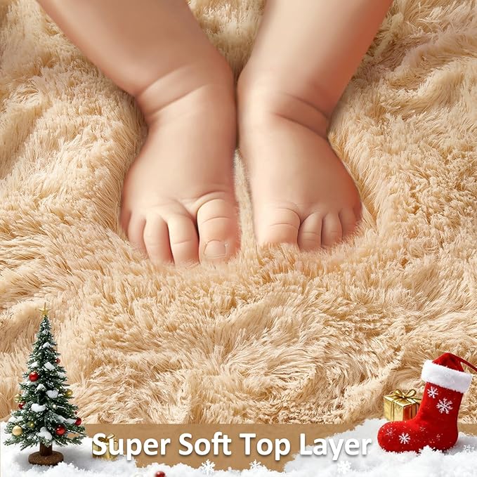 Ophanie 3x5 Beige Oval Rugs for Bedroom Living Room, Small Fluffy Fuzzy Carpet, Plush Soft Shaggy Bedside Indoor Floor Area Rug for Kids Girls Boys Baby Teen Dorm College Nursery Home Decor Aesthetic