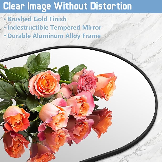 MirrMuse 76"X34" Large Arched Floor Mirror Full Length with Stand, Black Hanging or Leaning Standing Full Length Mirror for Bedroom Living Room Gym, Full Body Mirror Wall Mounted, Tempered Glass
