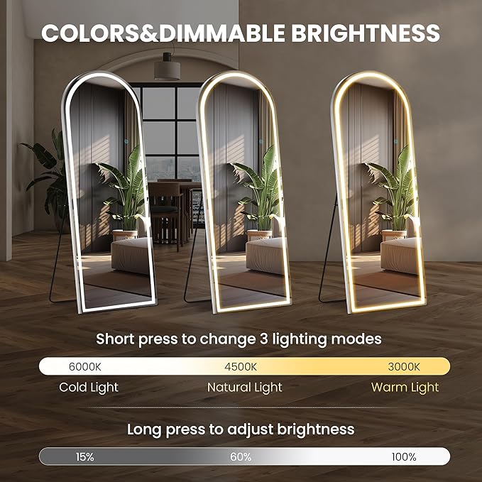 NEWBULIG Full Length Mirror, Full Body Floor Mirror with Aluminum Alloy Thin Frame, Wall or Standing Mirror for Bedroom, Living Room, Dressing Room