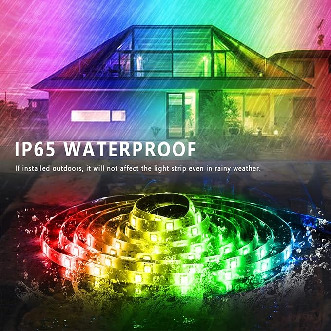 Ledagic Outdoor Led Strip Lights Waterproof 98ft (1 Roll), Ip65 Outside Led Light Strip Waterproof with Remote and App Control, Exterior Led Rope Lights Music Syne RGB Strip Lights for Bedroom Decor