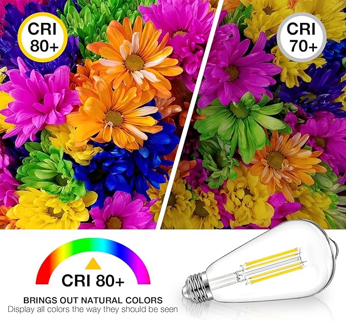 DAYBETTER 8 Pack Vintage LED Edison Bulbs, E26 Led Bulb 60W Equivalent, Dimmable Led Light Bulbs, High Brightness 800 LM Warm White 2700K, ST58 Antique LED Filament Bulbs, Clear Glass Style for Home