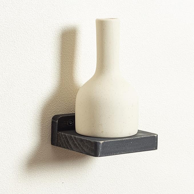 Freezing point Small Floating Shelf for Wall Set of 4 Natural Wood 4Inch Mini Wall Shelves Decor Plant Display Collectibles Mounted Kitchen Bathroom Bedroom Corner Decorative Storage Tiny Stand Black