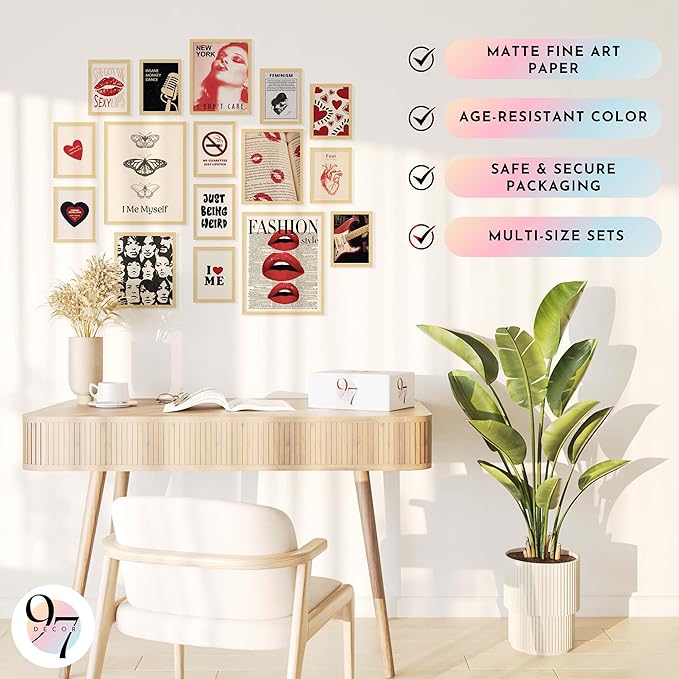 97 Decor Retro Downtown Girl Room Decor - Cute Y2k Room Decor 2000s Prints, Y2k Posters For Room Aesthetic Pictures, Vintage Red Wall Art For Teen Girls College Dorm Decorations (11x14 Unframed)