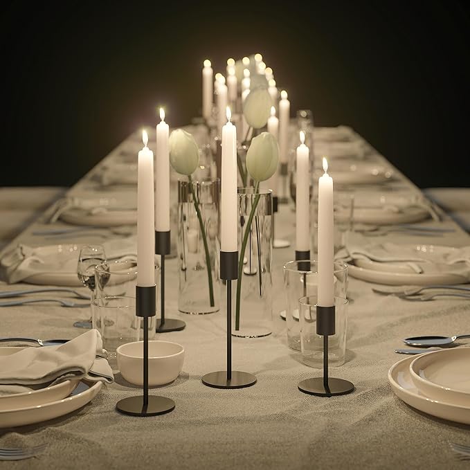 FSyueyun Black Candle Holder Taper Candle Holders, Set of 12 Candle Stick Holders Decor for Mantel Table Centerpiece, Used for Wedding, Dinning, Housewarming Gift