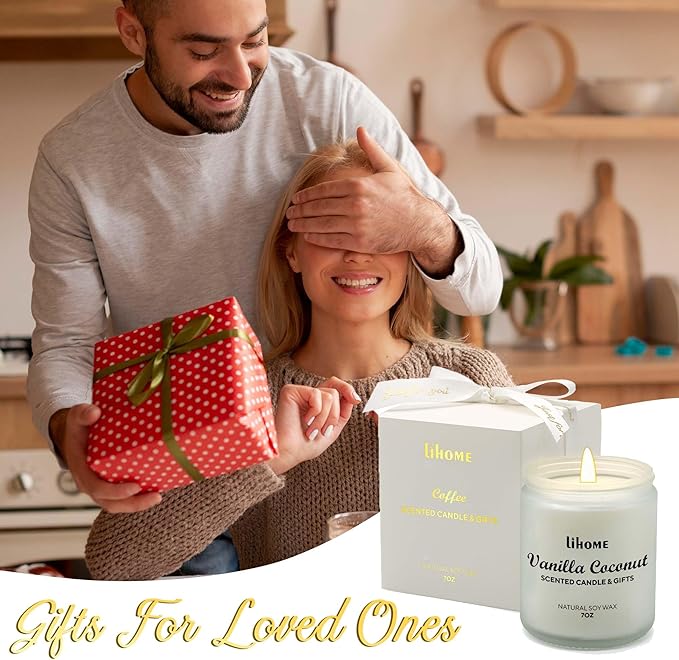 Candles Gifts for Women - Natural Soy Wax Candle for Home Scented Perfect for Christmas, Birthday, Mother's Day, Vanilla Coconut Candles